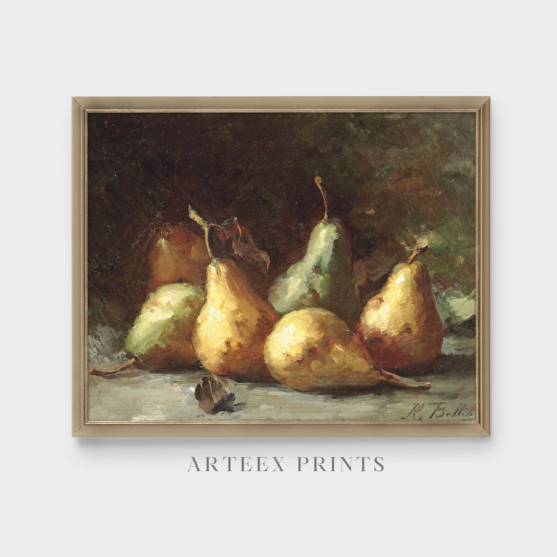 Vintage Pears Still Life Art Print, Rustic Farmhouse - Image 3