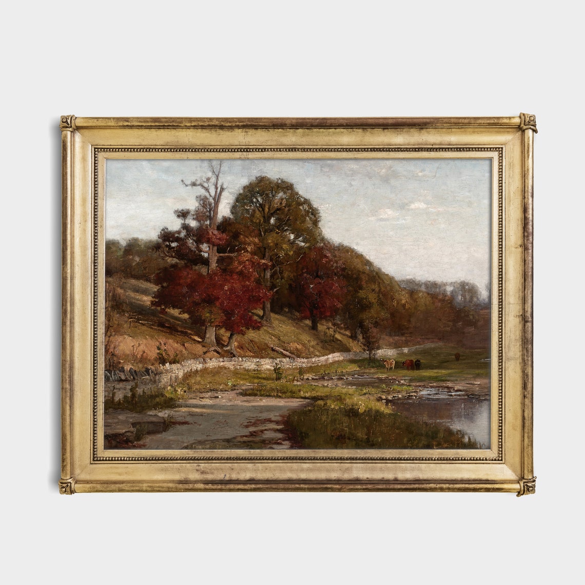 Vintage Fall Landscape Antique Fall Painting Rustic Moody Forest Print Wall Art Farmhouse Country Decor - Image 3