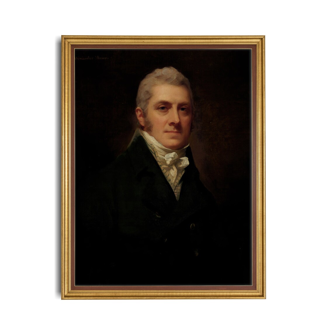 Regency Gentleman in Dark Coat Antique Moody Portrait Oil Painting Poster - Image 2