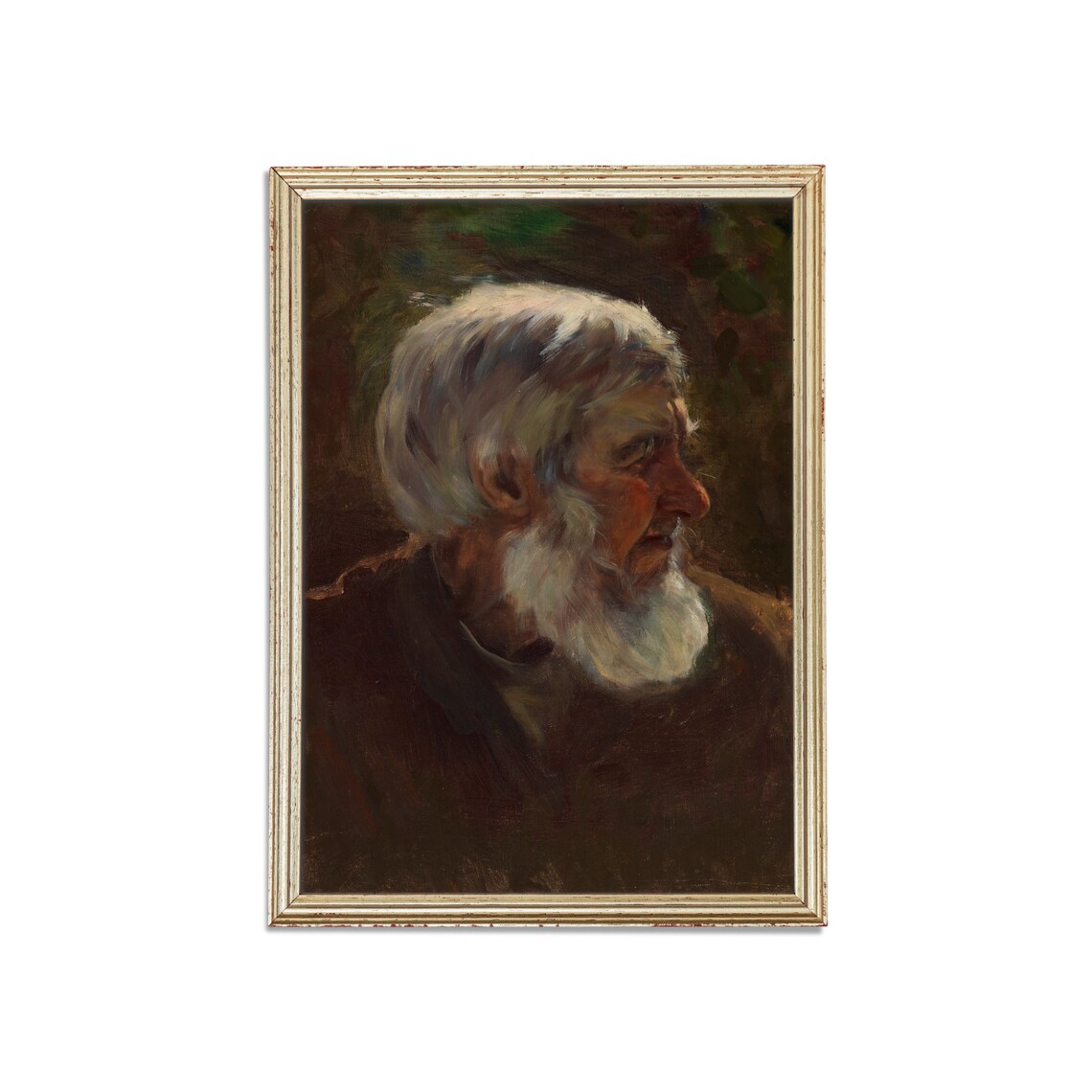 White-Bearded Old Man in Profile Antique Character Portrait Poster - Image 3
