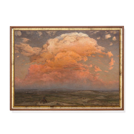 Printed And Shipped Vintage Landscape Painting Moody Rustic Print Nature Scenery Sunset Print Country Farmhouse Decor Fine Art