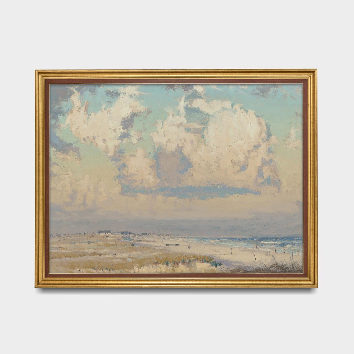 Dramatic Clouds Drifting Over A Sandy Beach Vintage Seascape Poster - Image 5