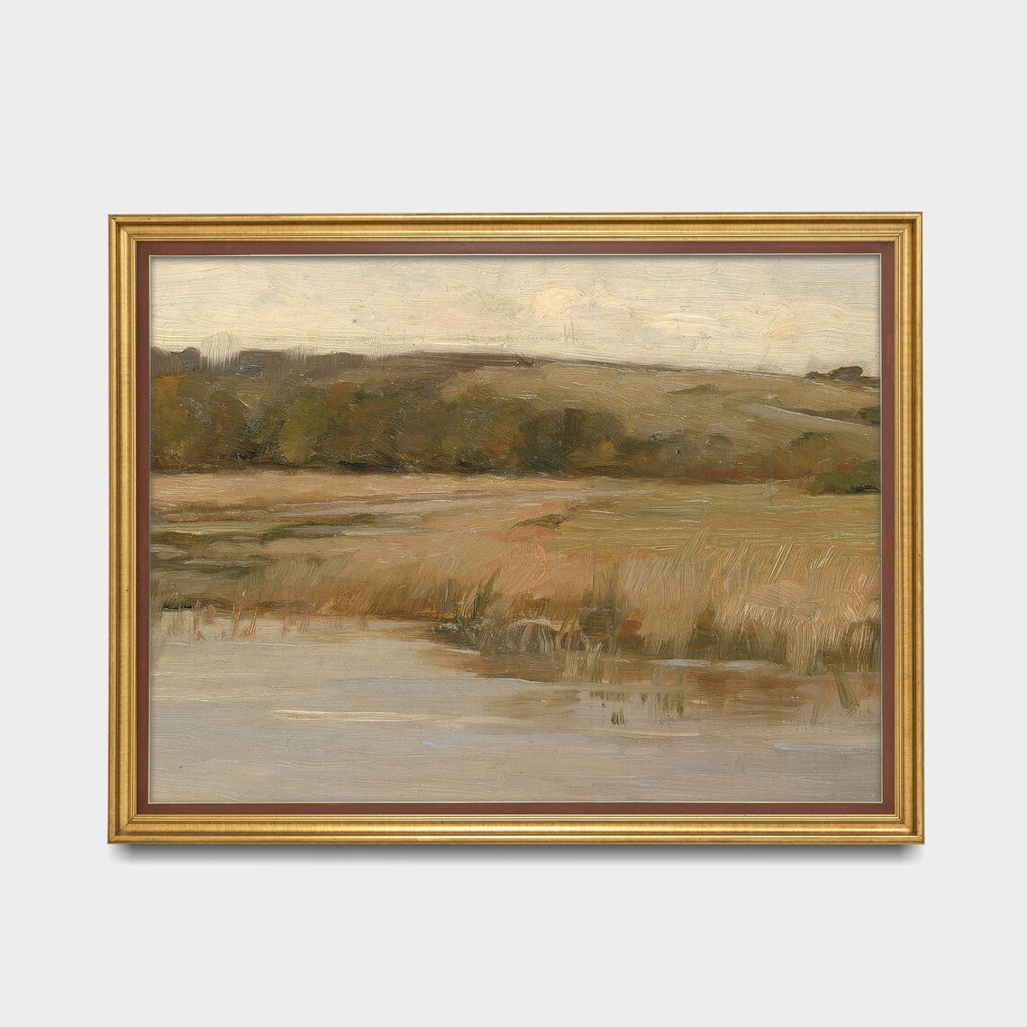 Golden Marsh Reflections at Dusk Vintage Landscape Art Poster - Image 2