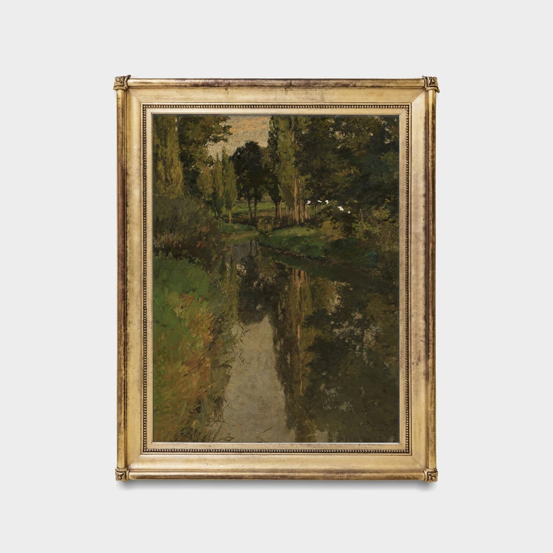 Printed And Shipped Vintage Landscape Painting Antique Tree Forest Moody Rustic Art Mailed Print Landscape With A Creek - Image 5