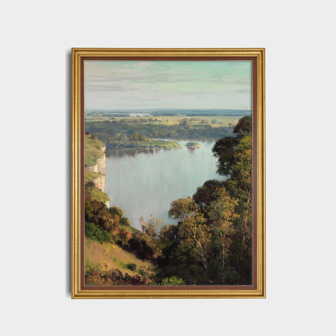 Wide River Valley View From a Rocky Bluff Vintage Landscape Poster - Image 5