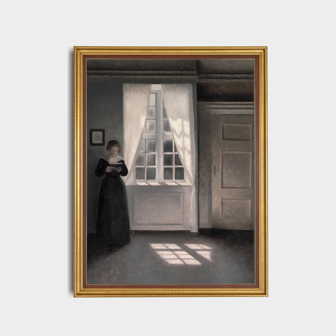 Woman Reading By The Tall Window In Dark Quiet Interior Poster - Image 5
