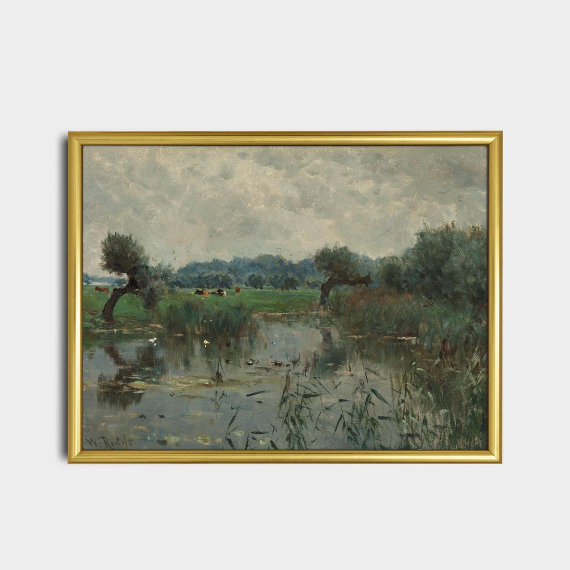 Water Meadows River Scene Willem Roelofs Dutch Landscape Poster - Image 2