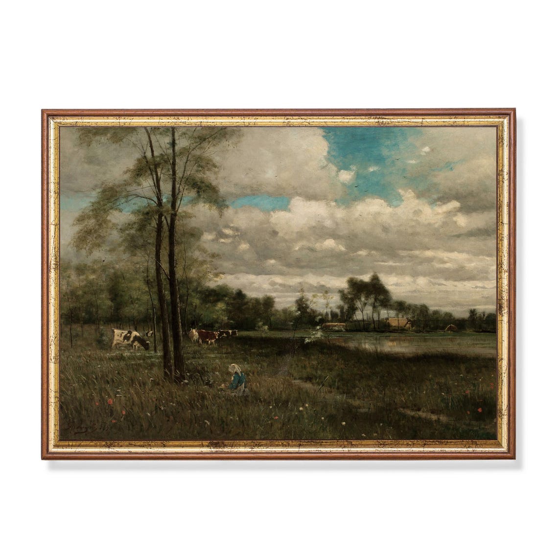 Cattle Grazing In A Lush Summer Meadow Vintage Landscape Poster