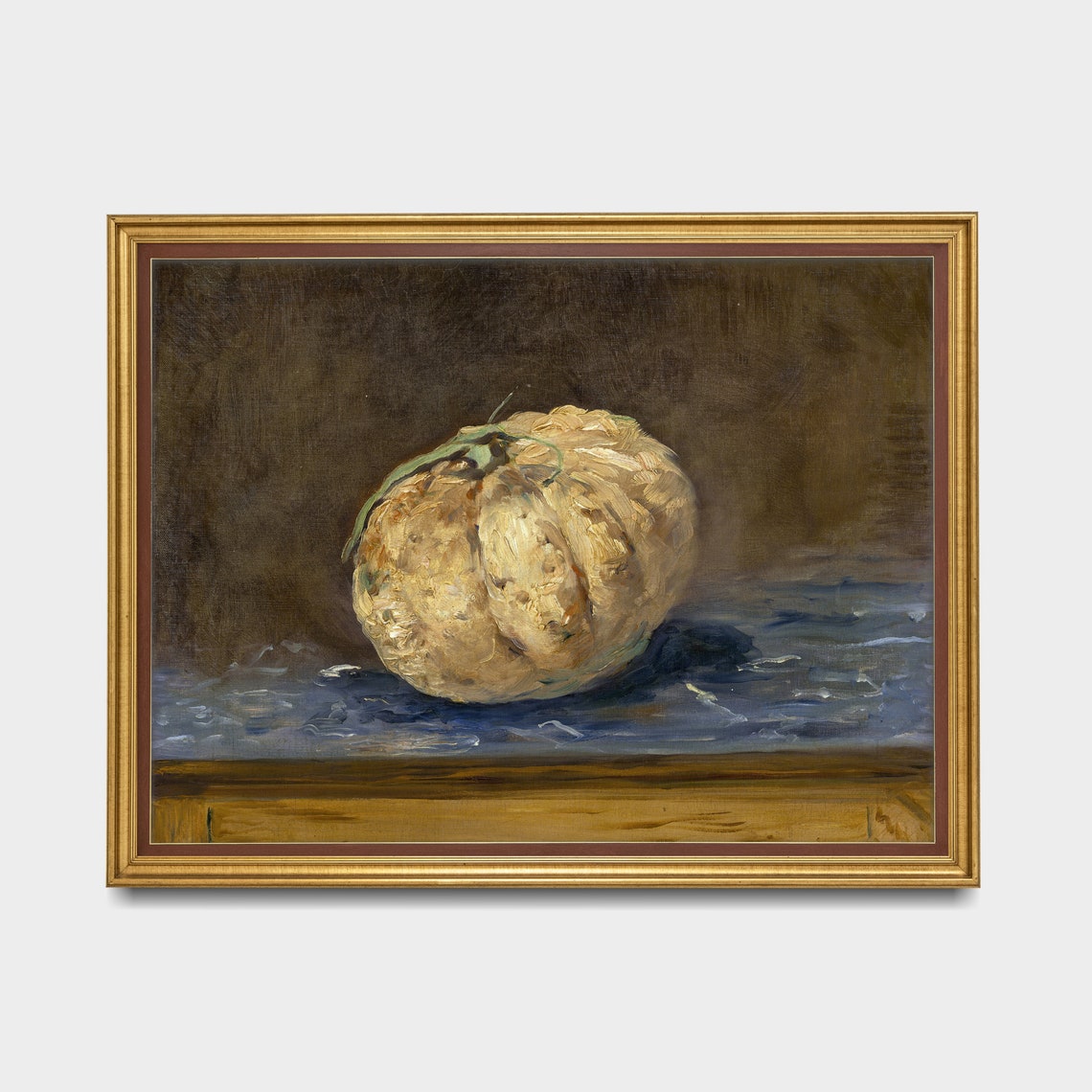 Single Melon Still Life Vintage Fruit Painting Rustic Kitchen Poster - Image 3