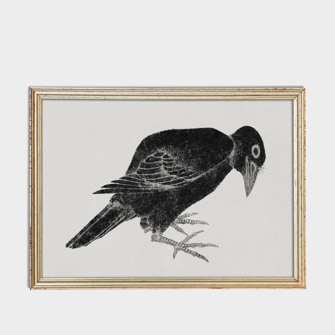 Perched Black Bird Minimalist Ink Illustration Modern Bird Poster - Image 3
