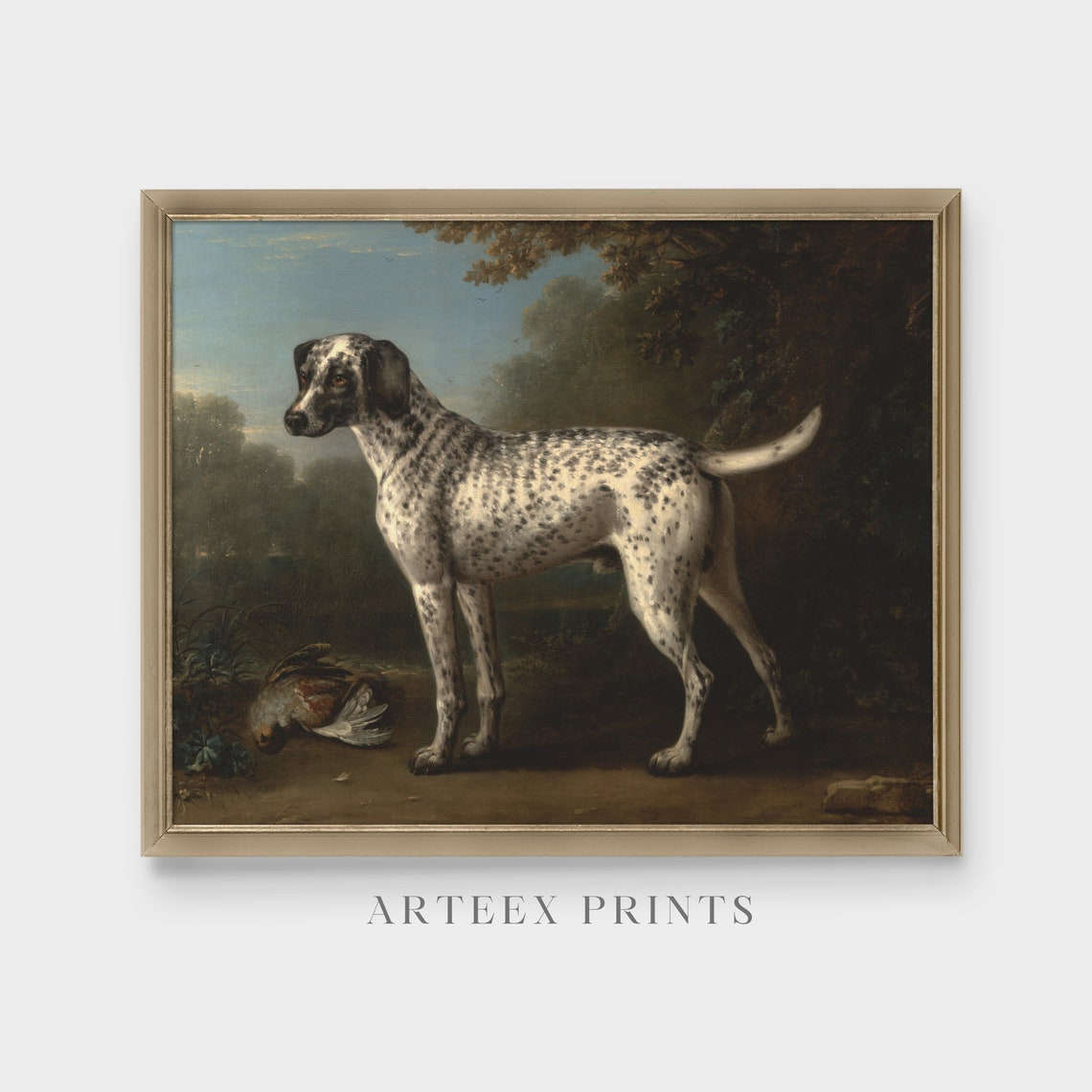 Speckled Pointer Gun Dog with Game Vintage Hunting Painting Poster - Image 4