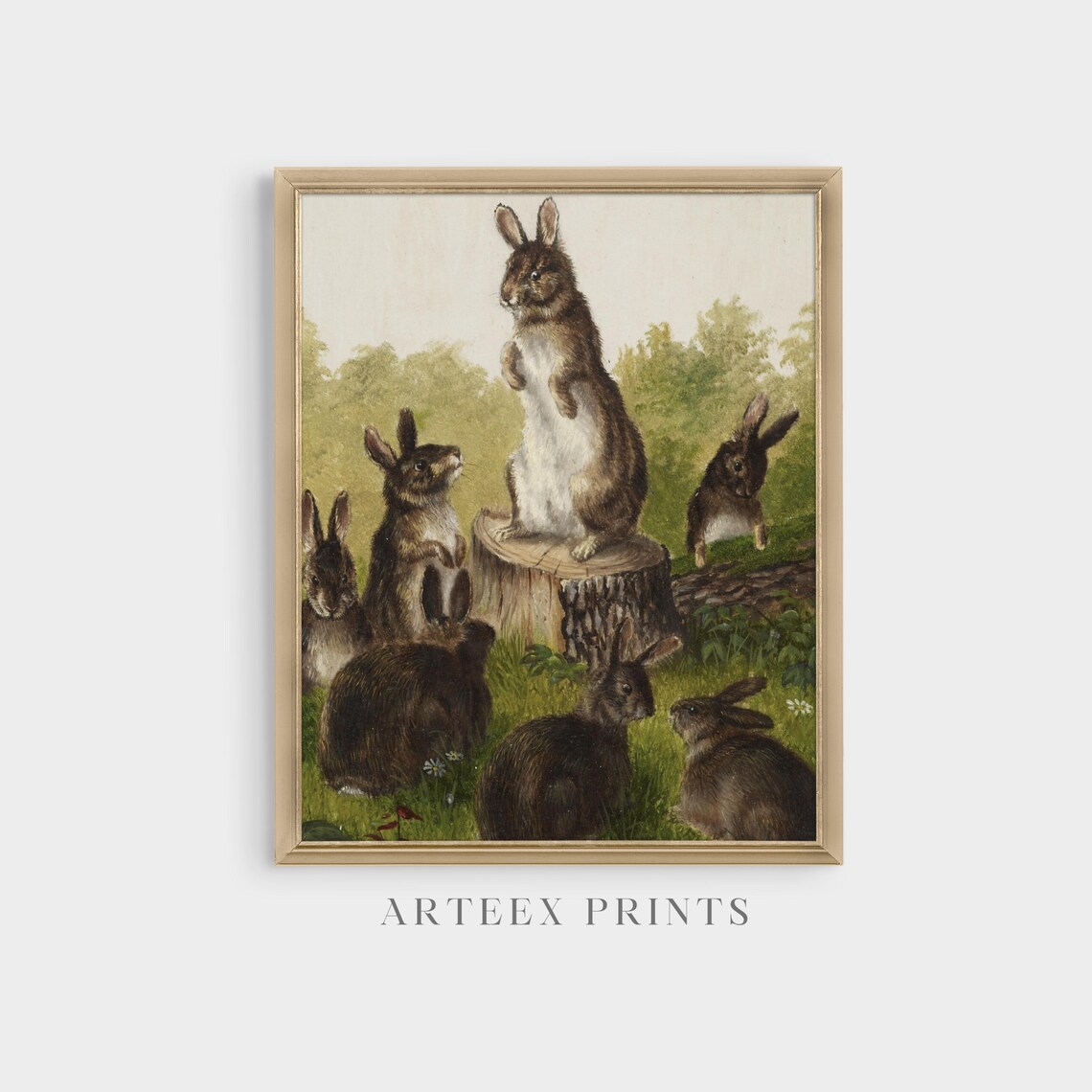 Vintage Rabbit Painting, 18th Century Farmhouse Art Print - Image 3