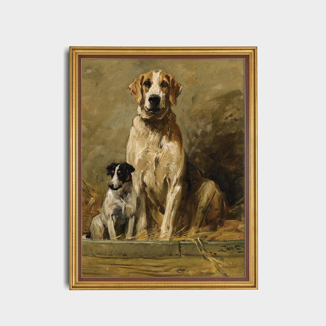 Vintage Dog Painting, Rustic Hound Terrier Art Print - Image 3