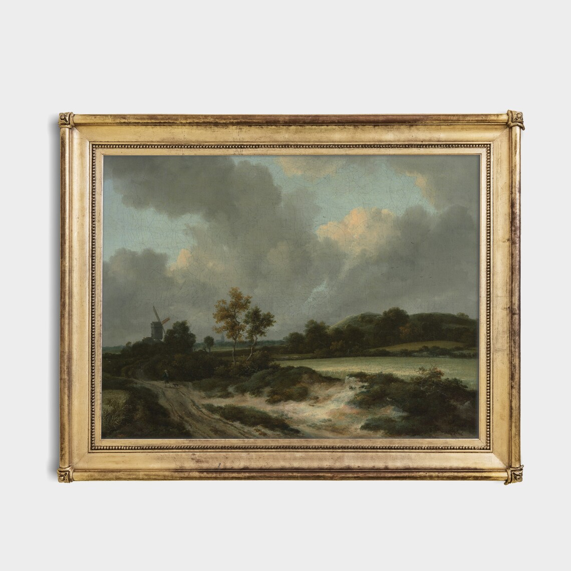 Dutch Landscape With a Windmill Under Stormy Skies Vintage Poster - Image 3