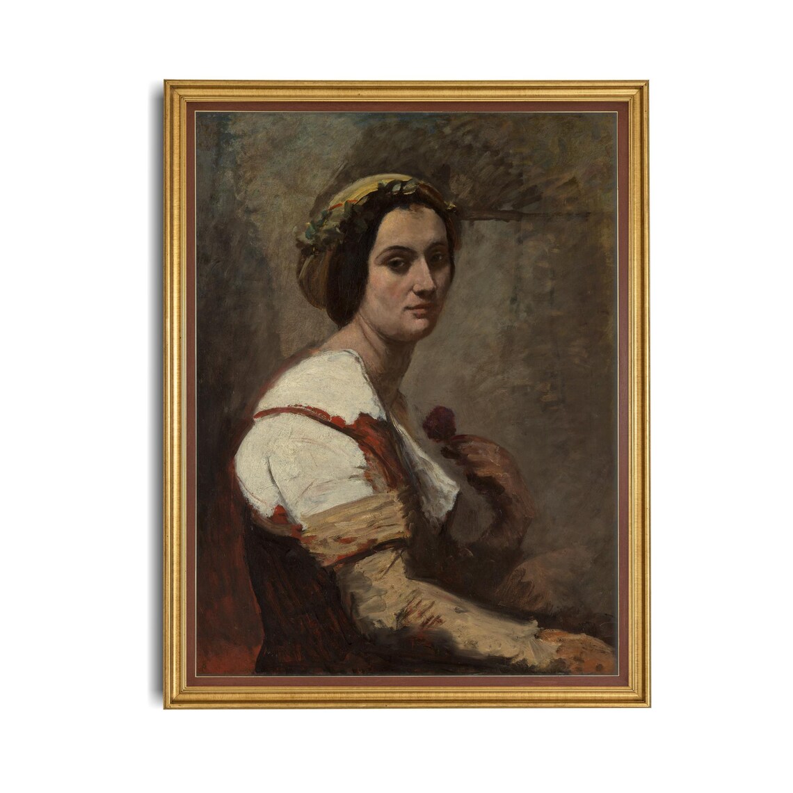 Portrait of an Italian Peasant Woman with a Flower Art Poster - Image 4