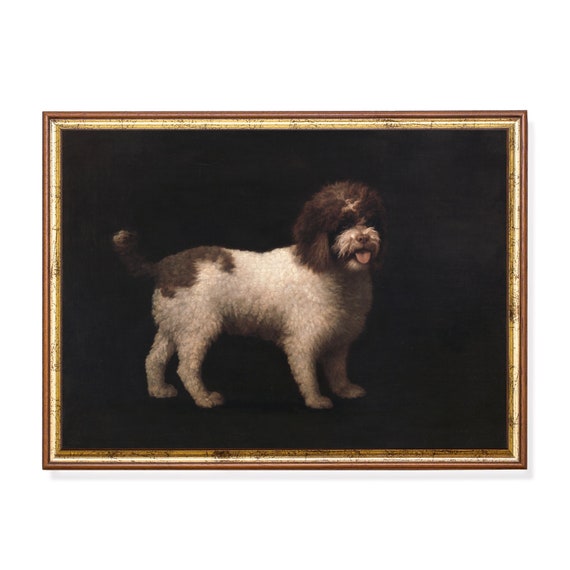 Vintage Dog Painting Antique Animal Print Moody Rustic Print Wall Art Dog Lover Gift Farmhouse Decor