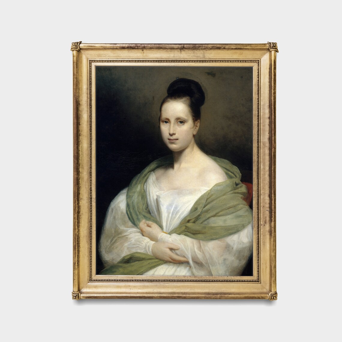 Vintage Woman Portrait With Green Shawl Antique Oil Art Poster - Image 3
