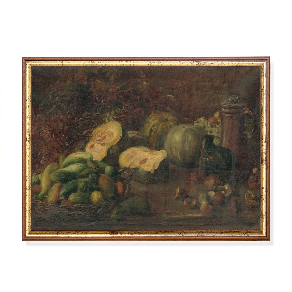 Vintage Still Life With Vegetables, Rustic Kitchen Art Print