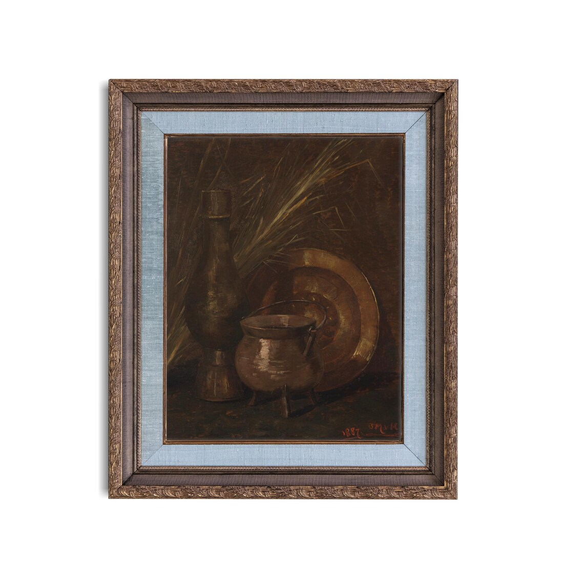 Dark Moody Still Life with Bronze Pot and Copper Vessel Poster - Image 4