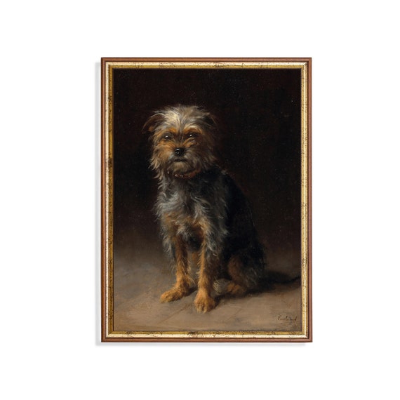 Mailed Print Vintage Dog Portrait Painting Antique Wall Art Pet Portrait Dog Lover Gift Moody Rustic Animal Art Physical Prints