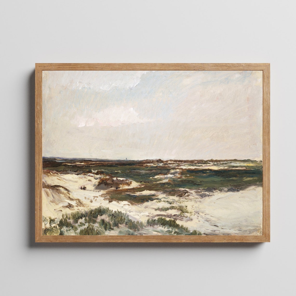 Windy Coastal Dunes and Surf Sandy Vintage Seascape Painting Poster