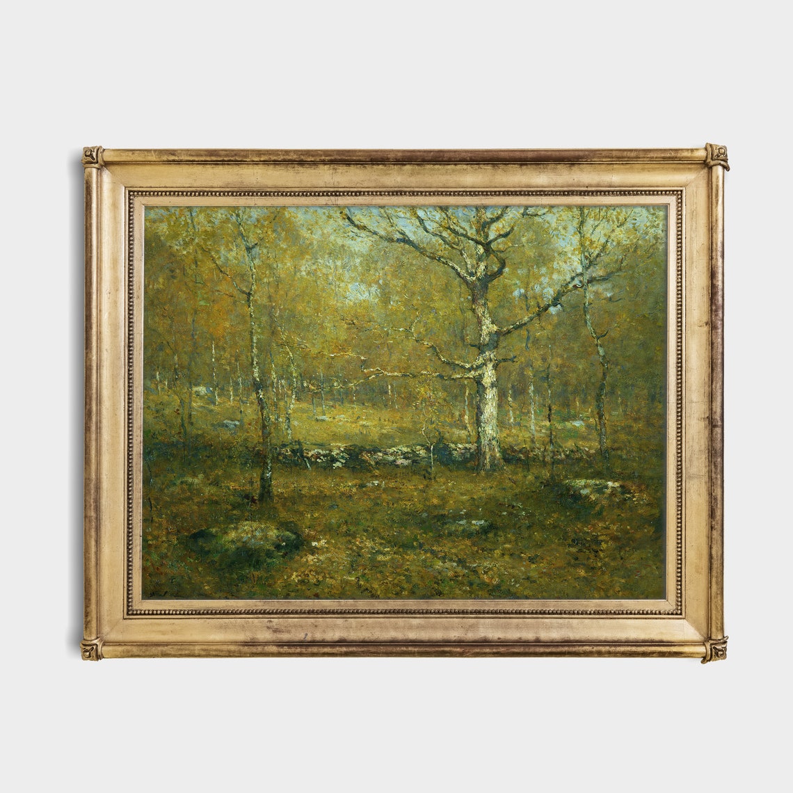 Spring Birch Woods With a Stone Wall Vintage Landscape Poster - Image 2