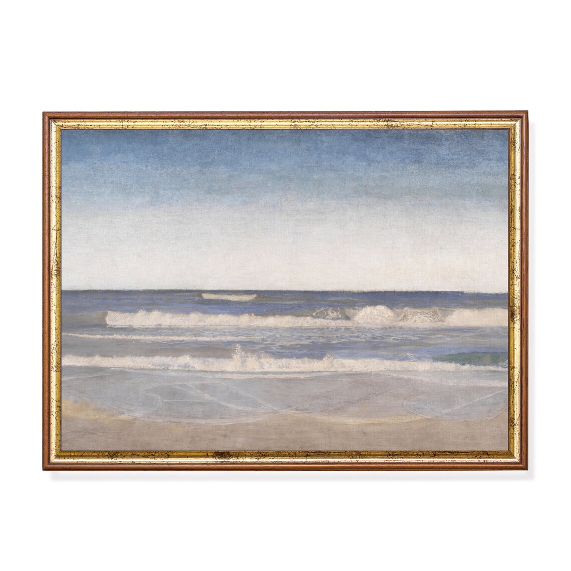 Minimalist Tonalist Seascape of Gentle Waves on a Calm Shore Poster