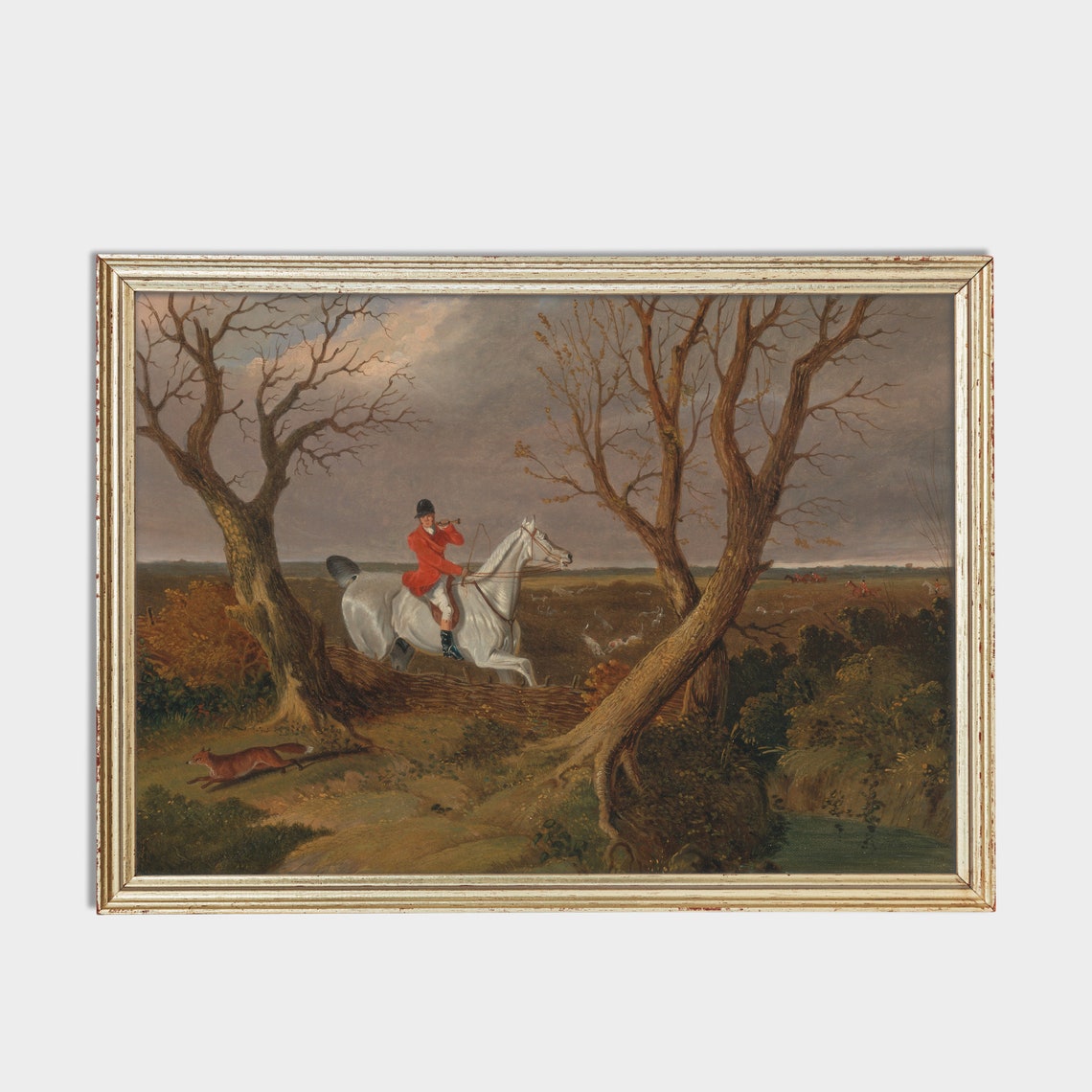 Fox Hunt With a Huntsman Blowing the Horn Vintage Sporting Poster - Image 2