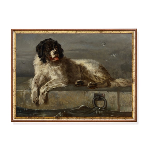 Mailed Print Vintage Dog Portrait Painting Antique Wall Art Pet Portrait Dog Lover Gift Moody Rustic Animal Art Physical Prints