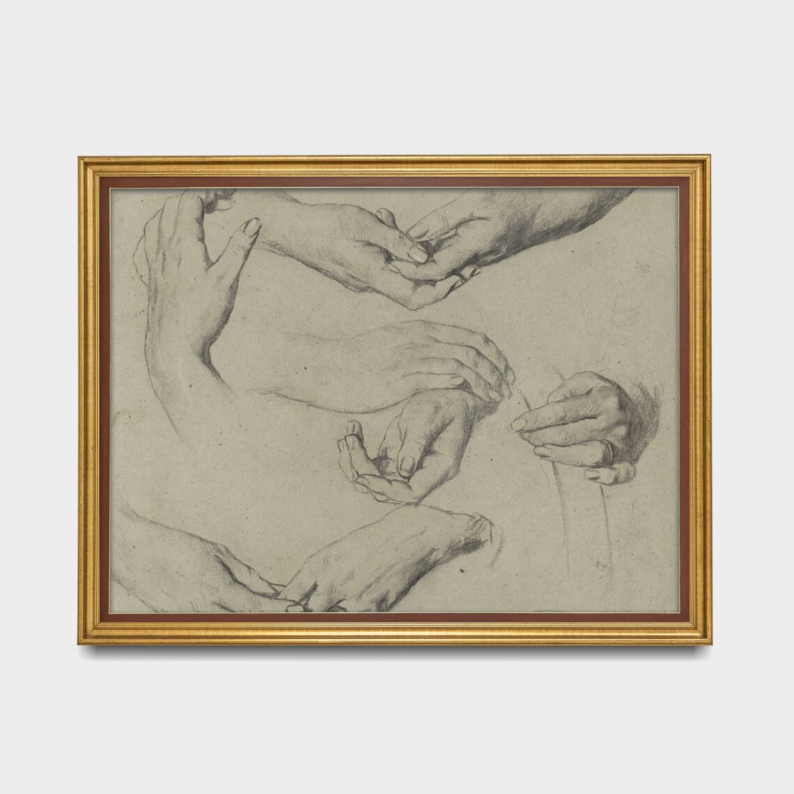 Vintage Hands Sketch Study, Rustic Farmhouse Art Print - Image 4