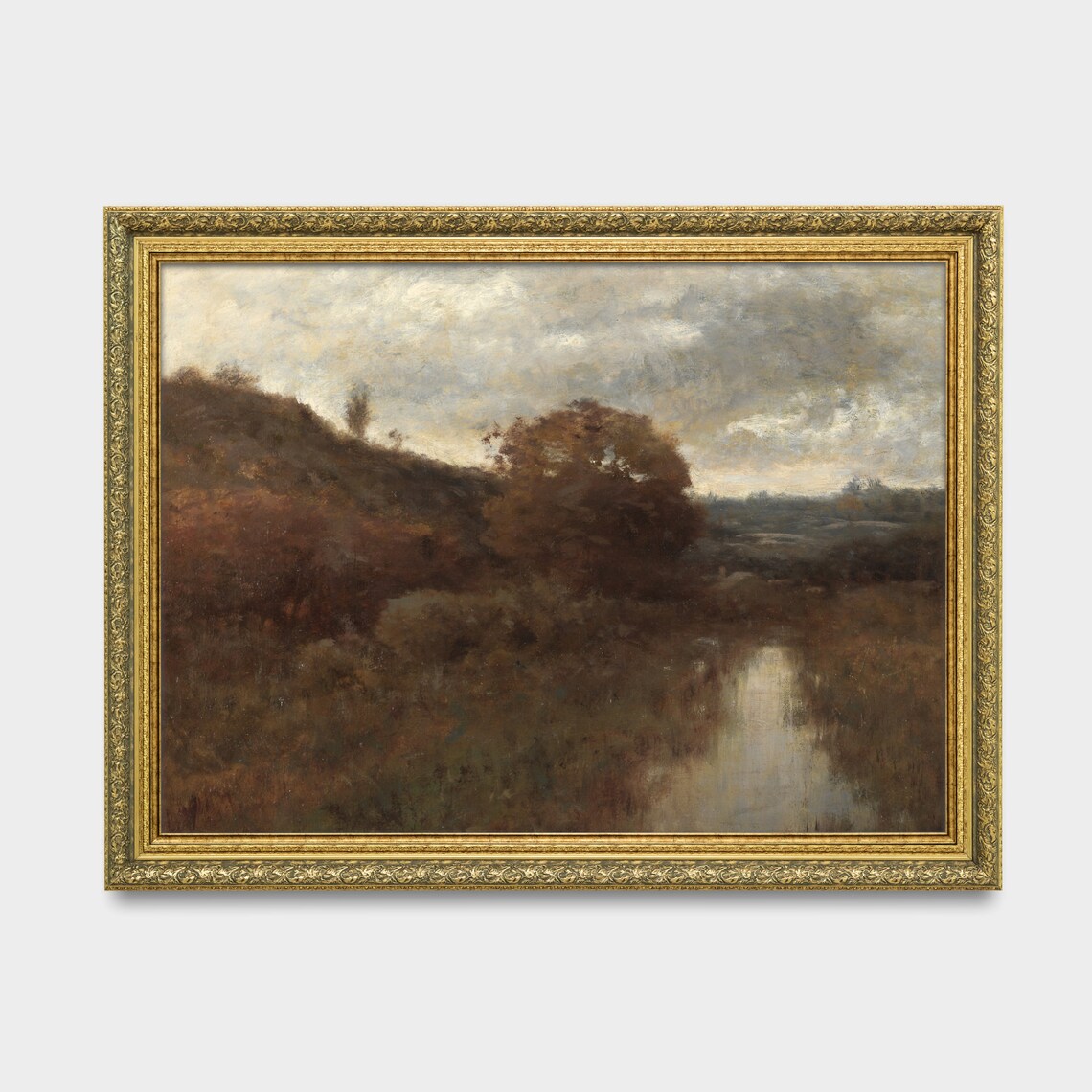 Autumn Stream Winding Through a Moody Tonalist Woodland Poster - Image 3