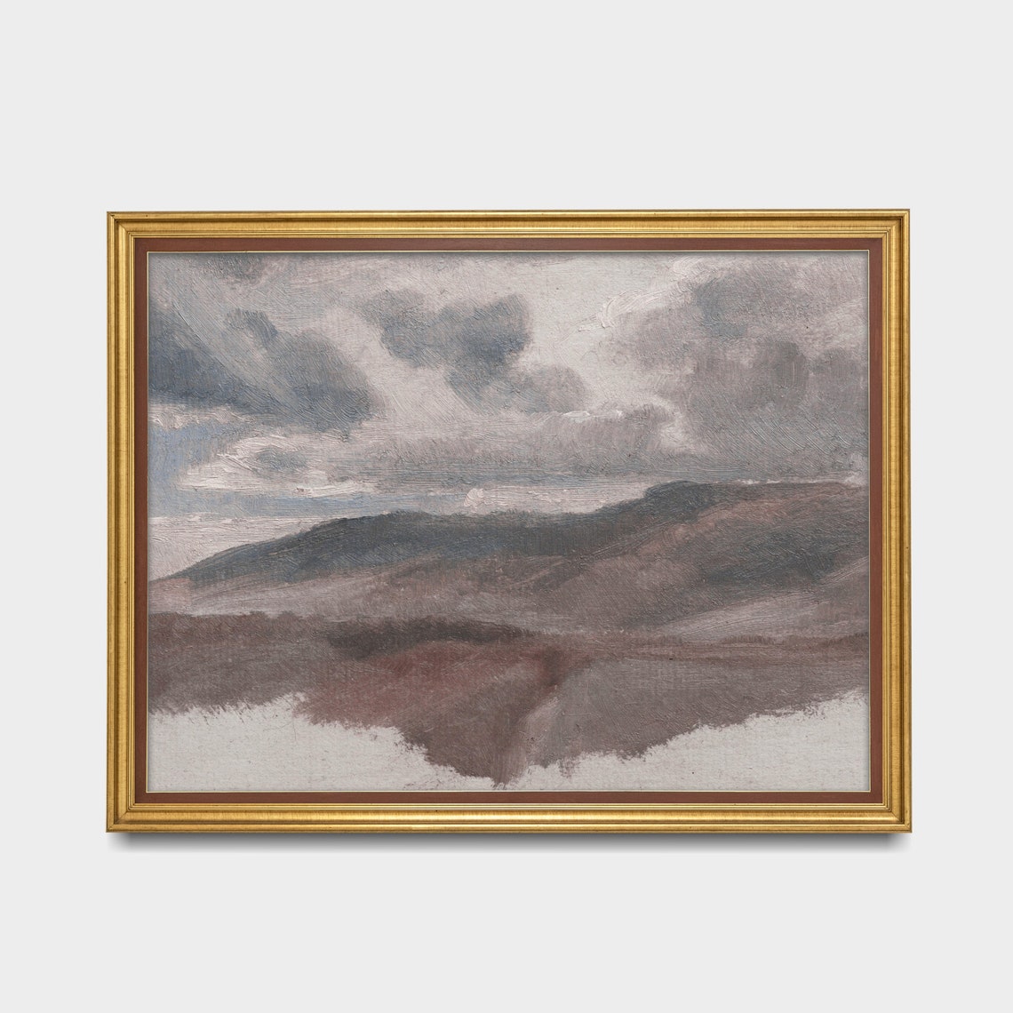 Brooding Clouds Over Purple Hills Atmospheric Vintage Poster - Image 2