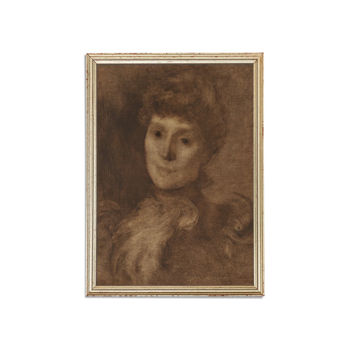Sepia Charcoal Portrait of a Woman in Soft Brown Tones Poster - Image 5