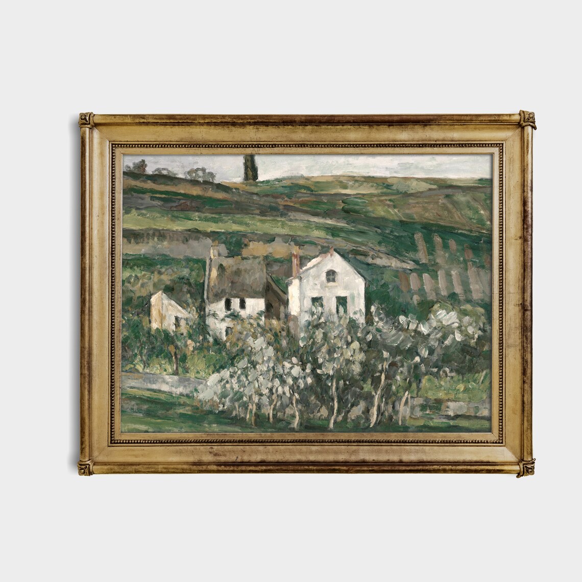 Vintage Landscape Painting Antique Country Landscape Vintage Cottage Moody Art Farmhouse Decor Wall Art - Image 4