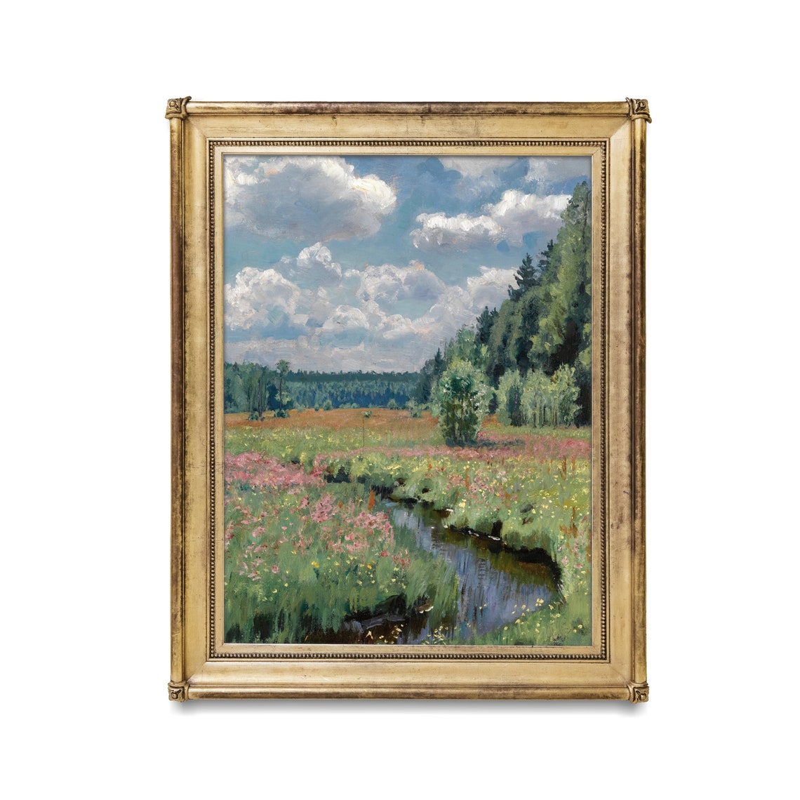 Summer Meadow Stream with Wildflowers Impressionist Art Poster - Image 2
