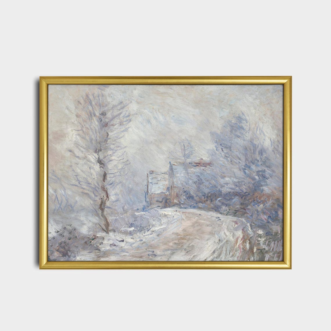 Winding Snowy Path Through a White Winter Vintage Landscape Poster - Image 2