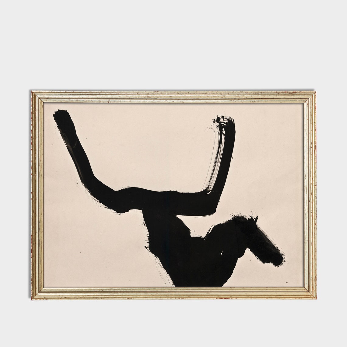 Dynamic Black Ink Brushstroke Figure Abstract Painting Poster - Image 3
