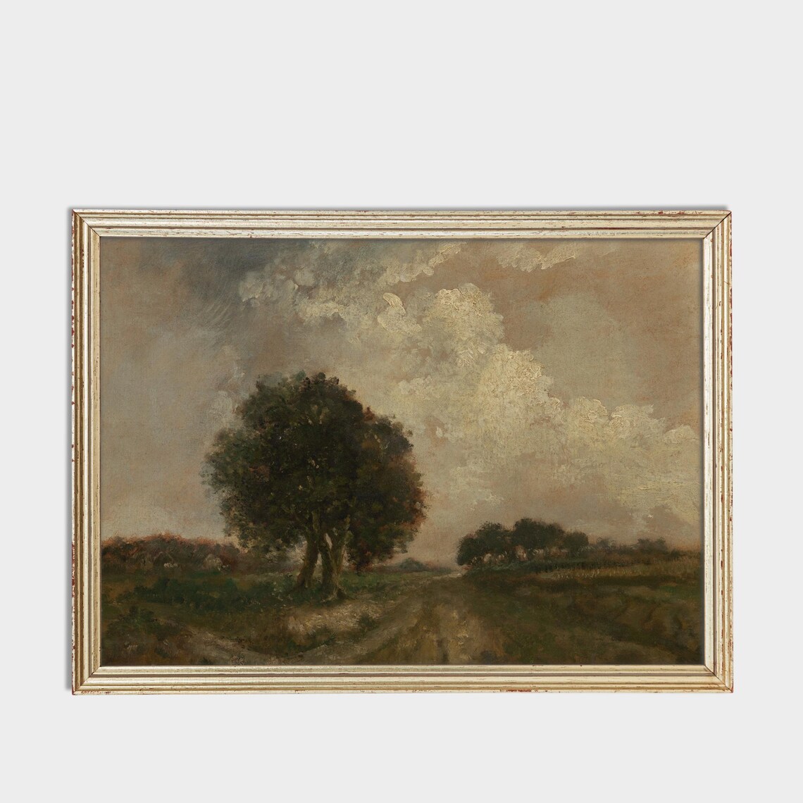 Solitary Oak Tree in a Moody Countryside Vintage Landscape Poster - Image 3