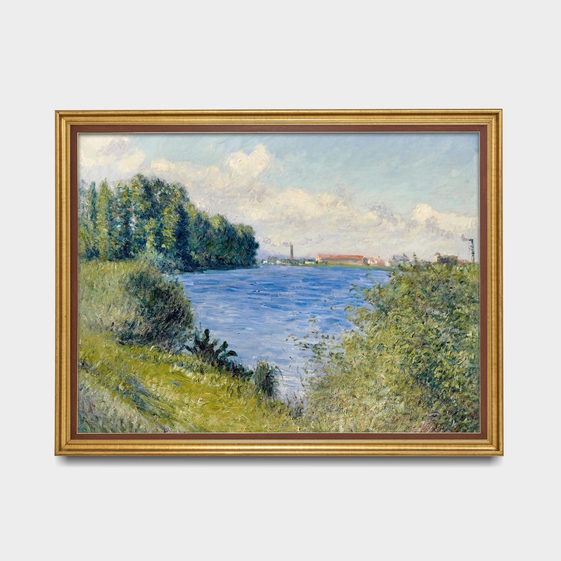 Impressionist River Scene with Poplars and Blue Water Poster - Image 5