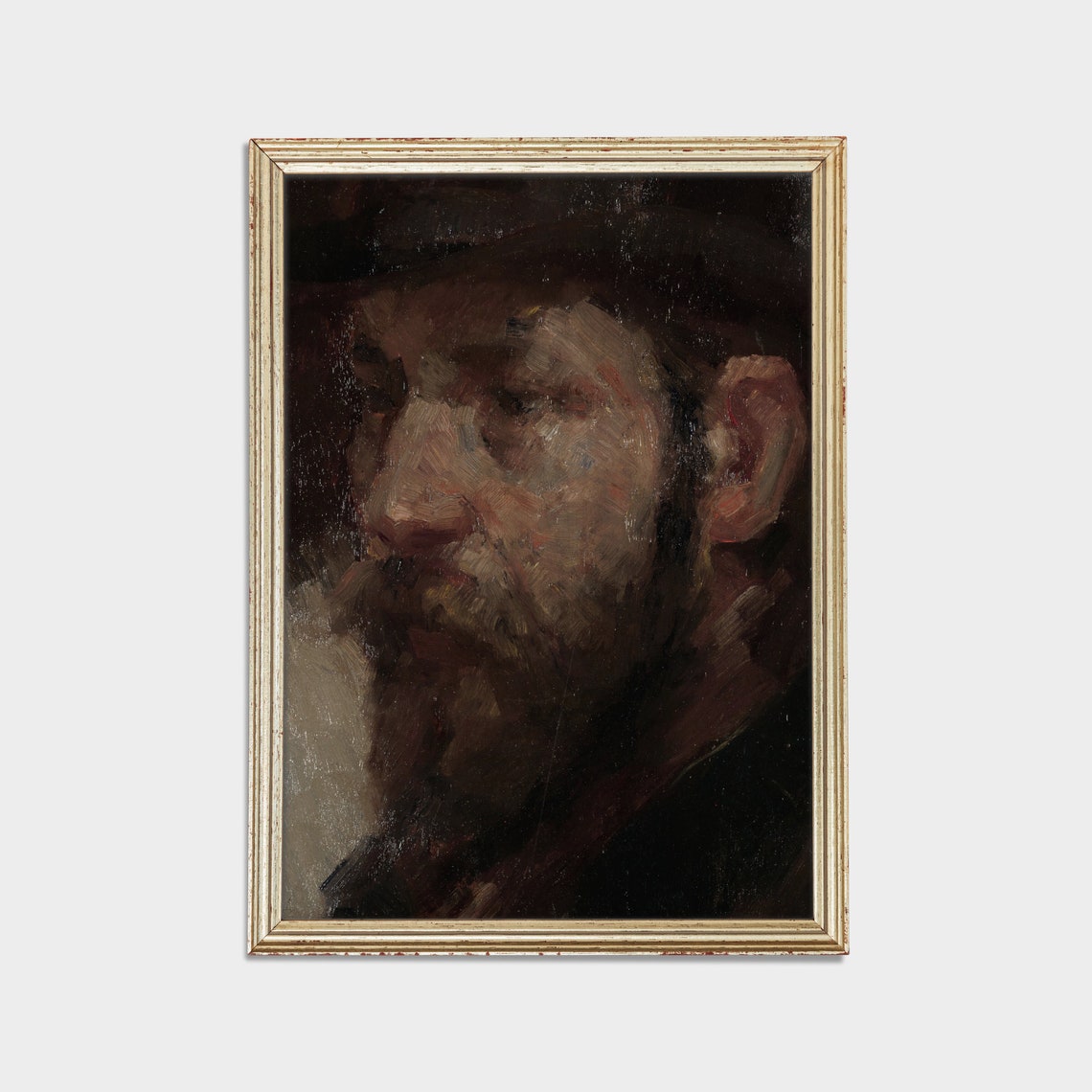 Impressionist Portrait of a Bearded Man Wearing a Dark Hat Poster - Image 2