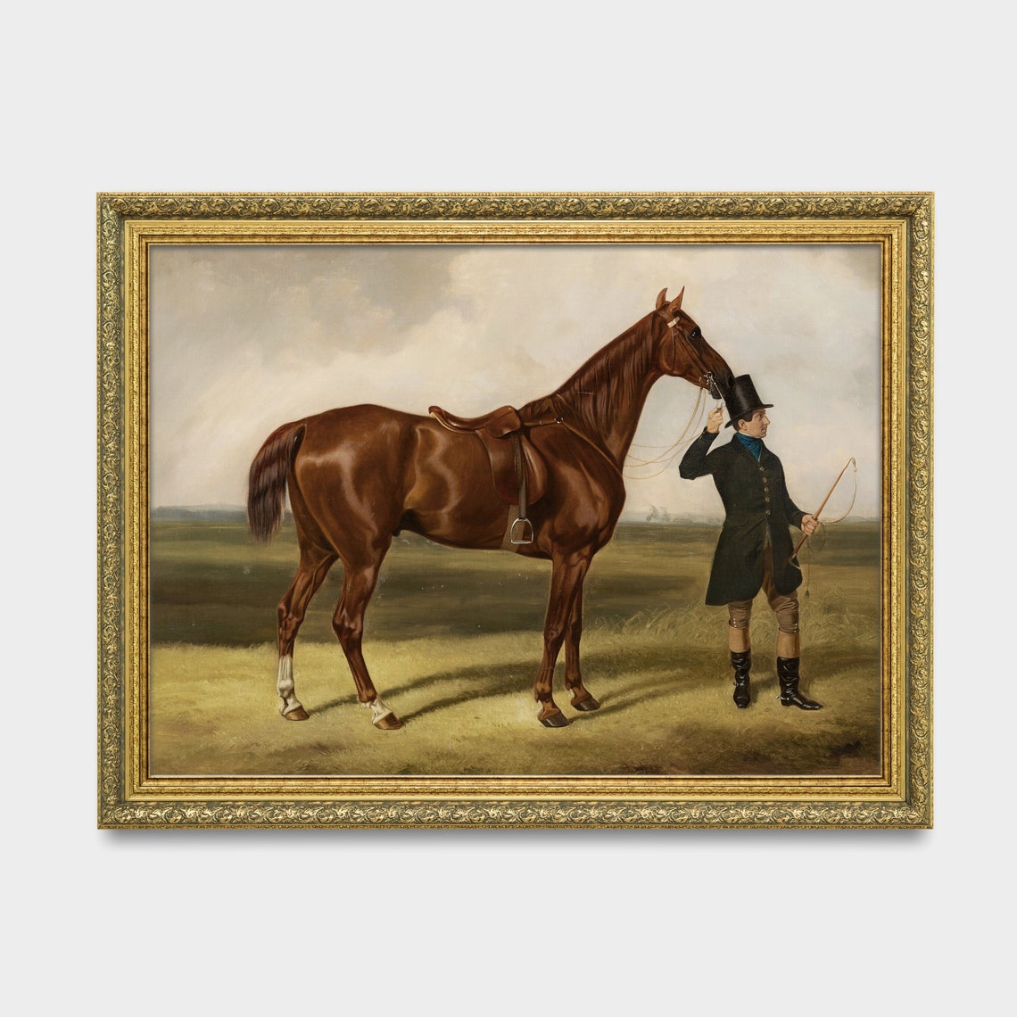 Chestnut Racehorse with Groom Classic Sporting Equestrian Art Poster - Image 3