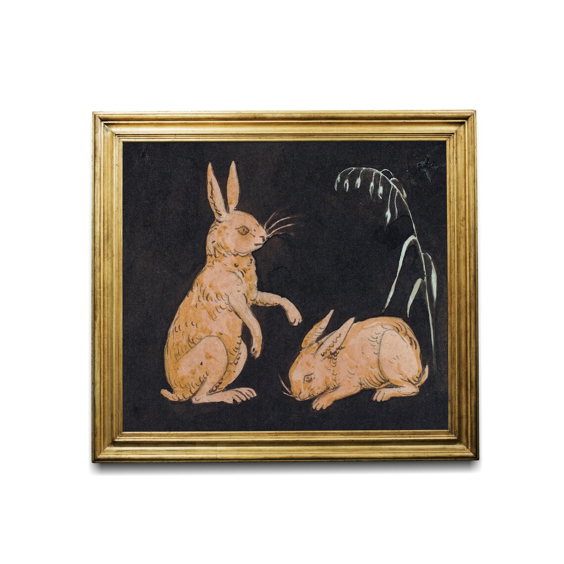 Vintage Rabbit Art Print, Antique Bunny Pairing - Image 2