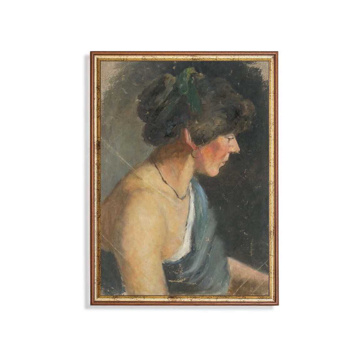 Vintage Woman Portrait Impressionist Profile Timeless Art Poster