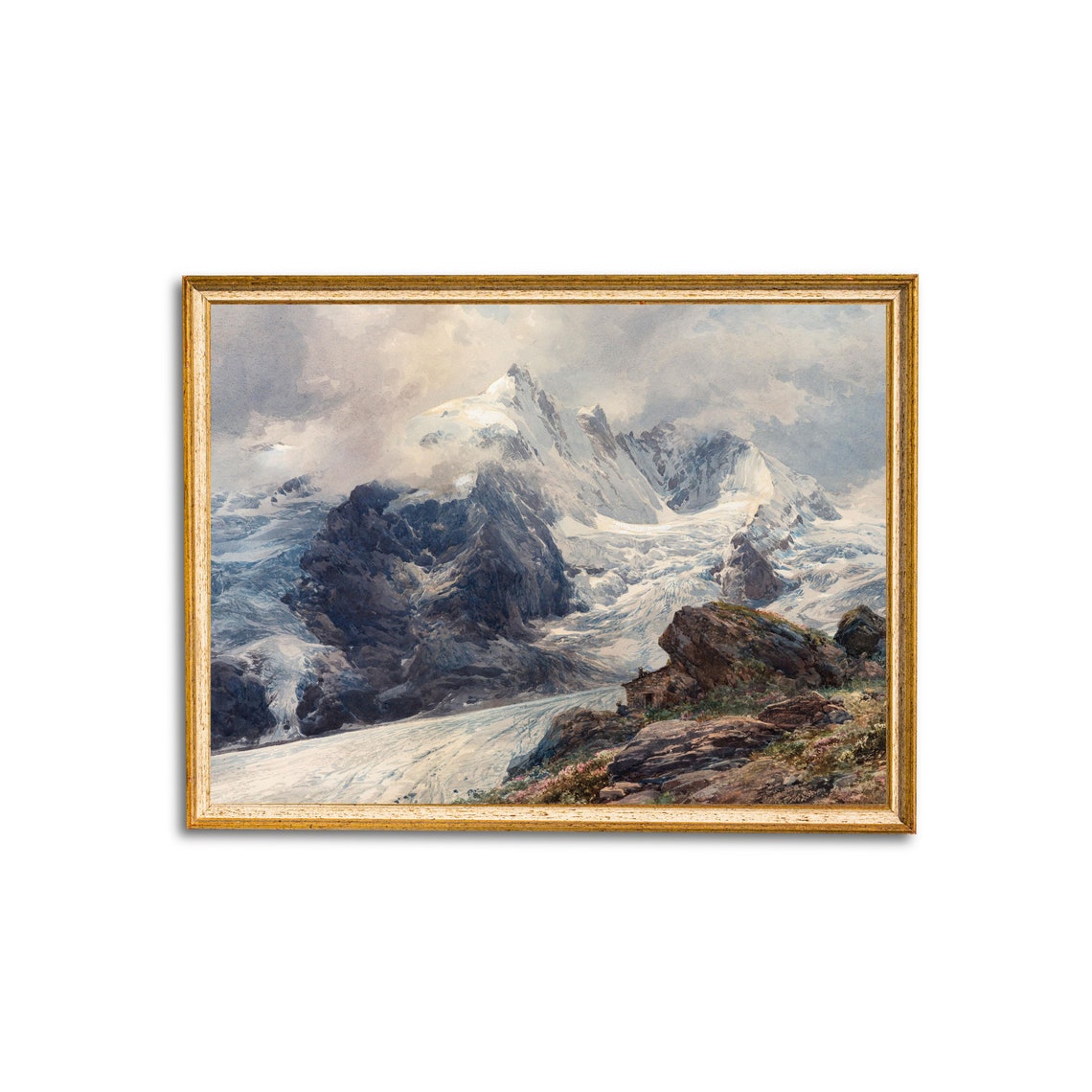 Snow Capped Alpine Peaks With a Glacier Vintage Mountain Poster - Image 4
