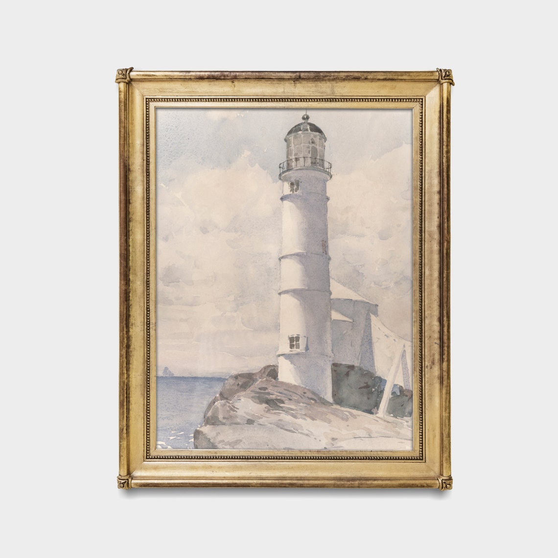 Vintage Lightbox Painting Antique Watercolour Print Nautical Decor Neutral Artwork Wall Art Fine Art - Image 4