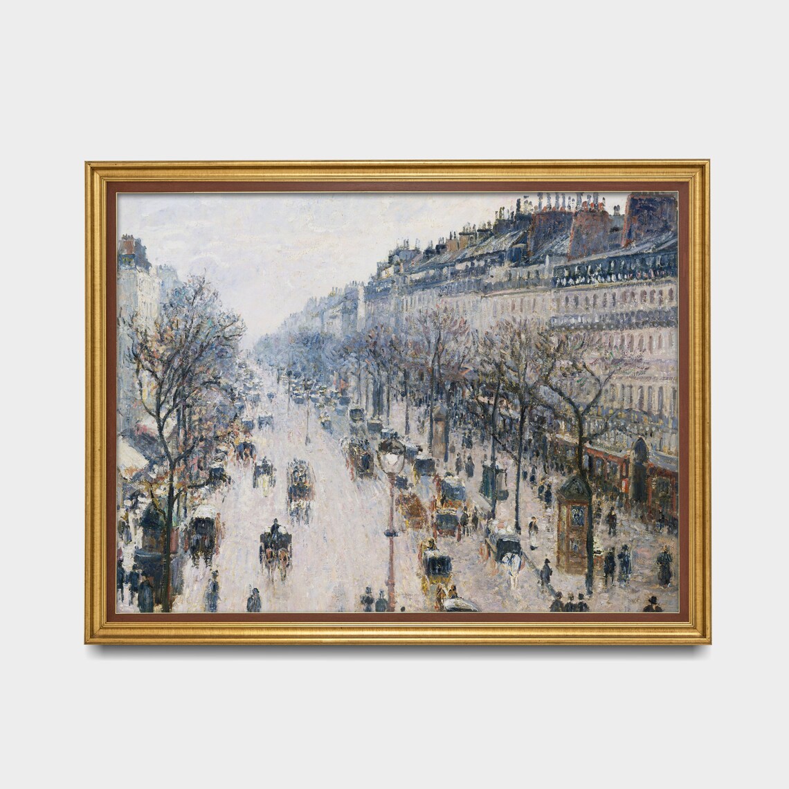 Paris Boulevard in Winter With Horse Carriages Vintage City Poster - Image 2