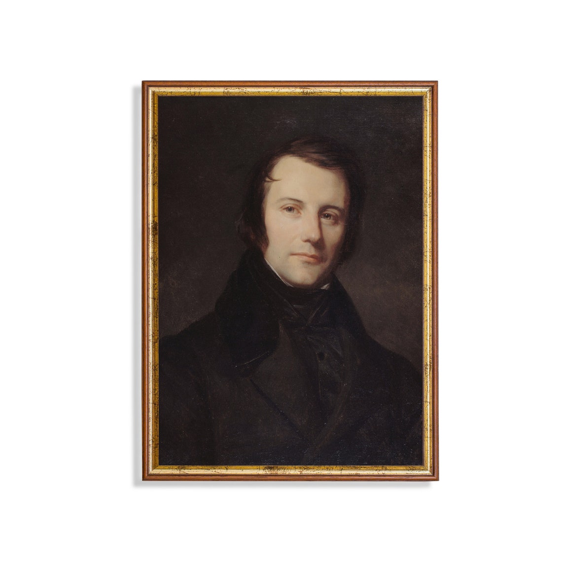 Portrait of a Dark Haired Gentleman in a Black Coat Antique Poster