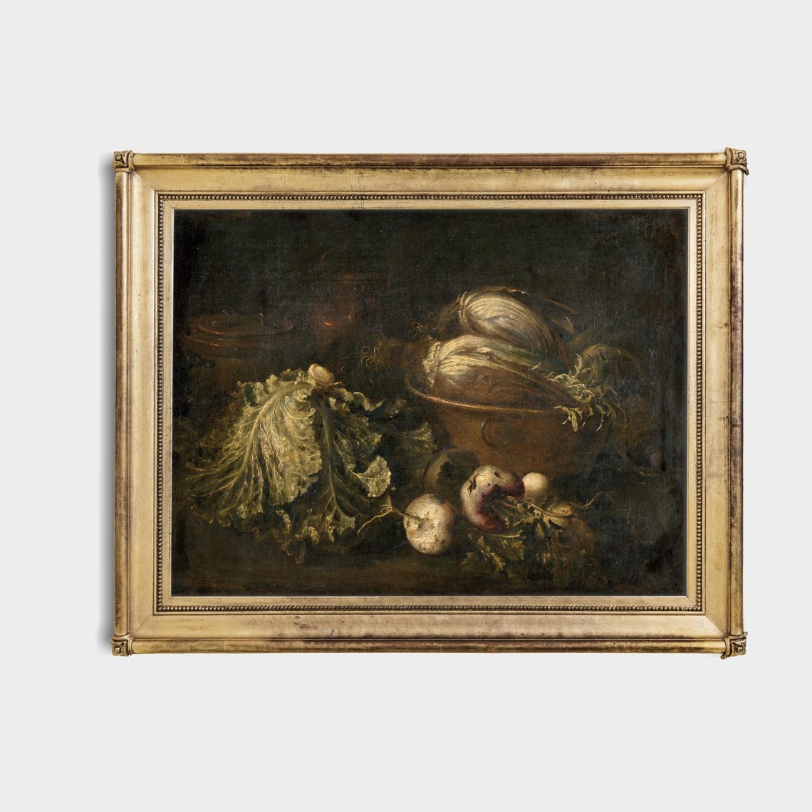 Cabbages and Turnips in a Dark Kitchen Vintage Still Life Poster - Image 4