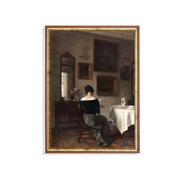 Printed And Shipped Vintage Portrait Painting Antique Woman Reading A Book Moody Rustic Print 19th Century Art Physical Prints