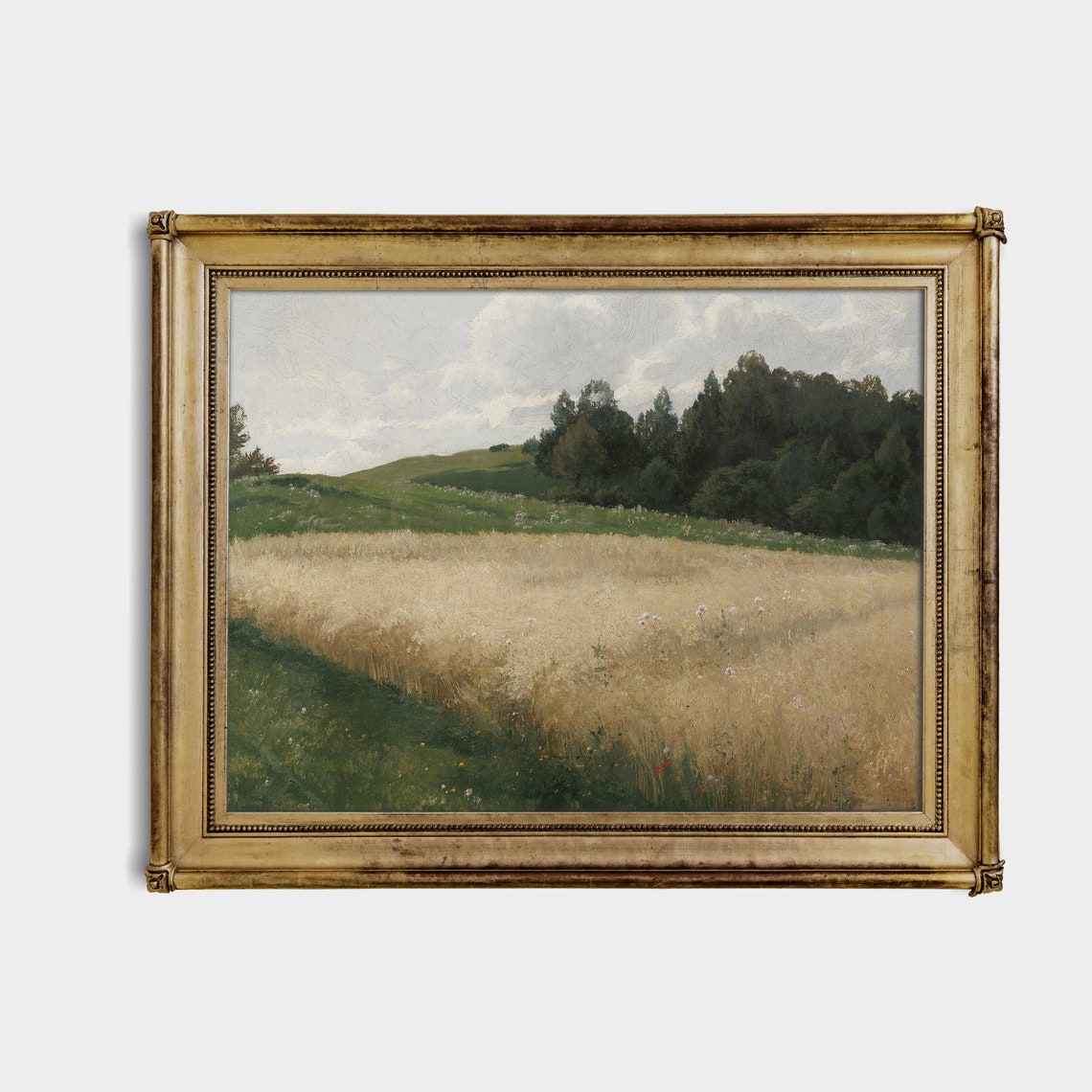 Golden Wheat Field with Trees Antique Summer Landscape Poster - Image 3